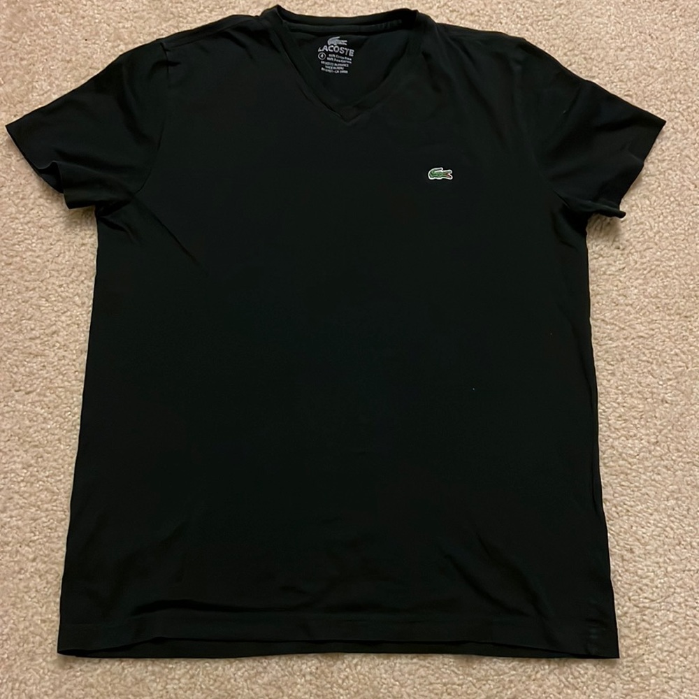Navy blue Lacoste V neck T-shirt size 4